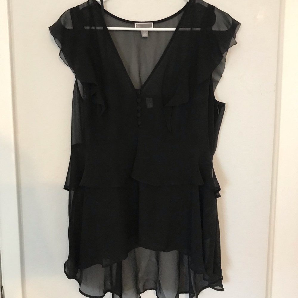 Chelsea28 Black Ruffle Blouse